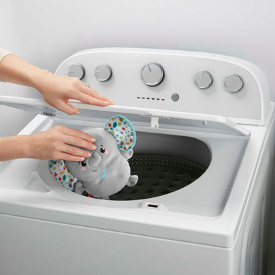 Lodër pelushi Fisher Price Elefant për bebe, me shumë lloje pëlhure, gri