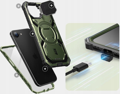 Kapak telefoni Supcase Iblsn Armorbox për iPhone 16e, me MagSafe, i zi