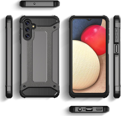 Këllëf telefoni Samsung Galaxy A13 5G, Hybrid Armor, dy shtresa, gri me të zezë