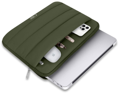 Mbusëse laptopi Tech-Protect Fluffy, 15-16", me xhep, jeshile ushtarake