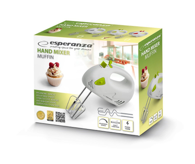 Mikser dore Esperanza EKM007G Muffin, 125W, 7 shpejtësi, i bardhë