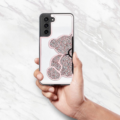 Mbulesë telefoni Teddy Bear për Samsung Galaxy A55 5G, TPU, me shkëlqim, rozë