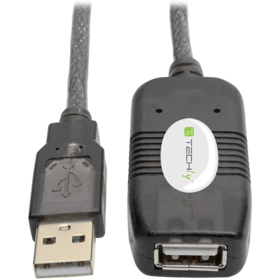 Kабел USB Techly 023646, USB A во USB A, 10 m, црн