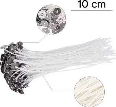 Fitila për qirinj APT DA187A, set me 10 copa, 10cm, të bardhë
