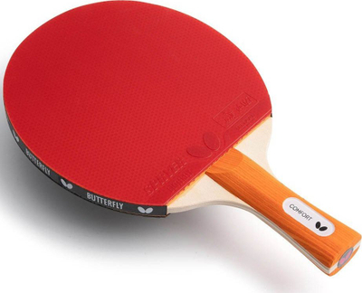 Raketë pingpongu Butterfly Comfort, për kalamaj, me dorezë konkave, e kuqe