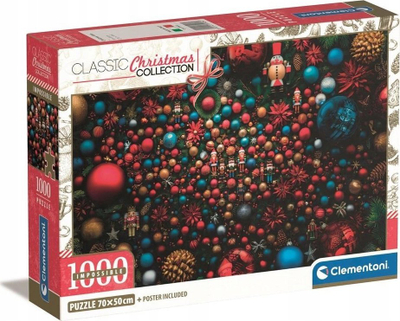Puzzle Clementoni Compact Impossible Christmas Collection, 1000 pjesë, 70 x 50 cm, shumëngjyrësh