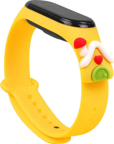 Rrip byzylyk Hurtel Strap Xmas për Xiaomi Mi Band 4 edhe Mi Band 3, silikon, me motiv Krishtlindjesh, i verdhë