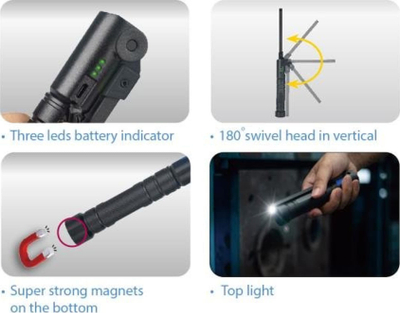 Dritë dore flashlight 8W COB 800LM, e zezë