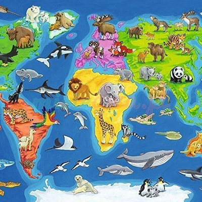 Puzzle Ravensburger Animal World Map, 30 elemente