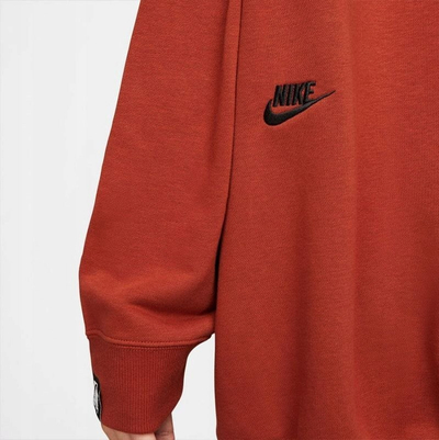 Bluzë duks Nike Dance Oversized Crew për goca, me fleece, portokalli e errët