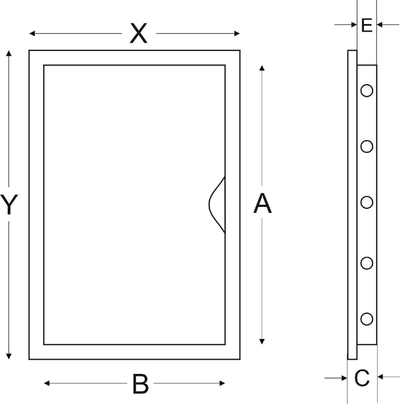 Derë inspektimi plastike AirRoxy ABS, 10x10 cm, e bardhë