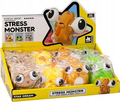 Lodër antistres Happy Monster Squishy Sensory, për shtypje, shumëngjyrëshe