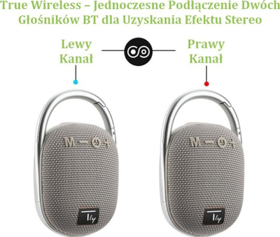 Altoparlant Bluetooth Techly Mini, BT 5.3, me drita LED, gri