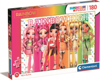 Puzzle Clementoni Rainbow High, 180 copa, 48.5 x 33.5 cm, me ngjyra plot