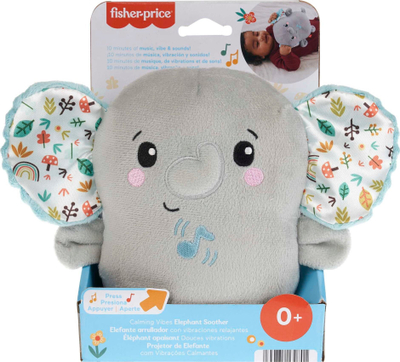 Lodër pelushi Fisher Price Elefant për bebe, me shumë lloje pëlhure, gri
