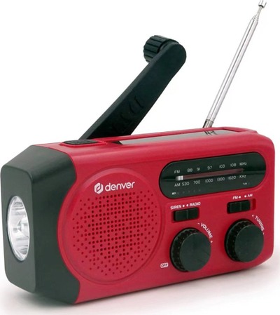 Radio portative Denver SCR-2010, panel diellor, power bank USB, e kuqe