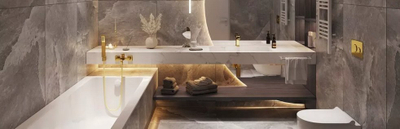 Rubinet muri për vaskë Ferro Vitto Gold Verdeline, me aerator, trup bronxi, ngjyrë ari