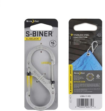 Karabinë Nite Ize S-Biner SlideLock, çelik inox, 1.8", argjendtë