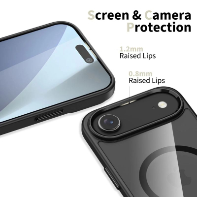 Mbrojtëse telefoni Tech-Protect MagFlex MagSafe për iPhone 17 Air Pro, transparente me kornizë të zezë