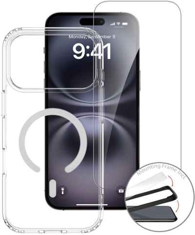 Set aksesorësh 4smarts 3n1 Premium Starter, për iPhone 17 Pro Max, MagSafe, transparent