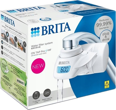 Filtër uji për rubinet BRITA On Tap Pro V-MF, me ekran digjital, kapacitet 600L, i bardhë