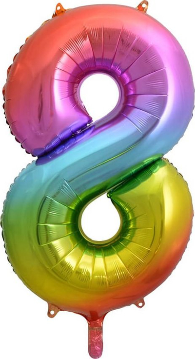 Balonë folie GoDan numri 8, 85 cm, rainbow shumëngjyrëshe