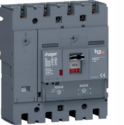 Çelës automatik Hager H3+ P250 HET051DR, 50A, 70kA, gri