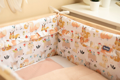 Mbrojtës krevati për bebe COT BUMPER PICNIC, 120x60 cm, pambuk, shumëngjyrësh
