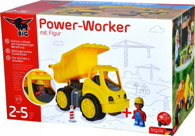 Lodër kamion BIG Power Worker MIDI Tipper, me figurë, i verdhë