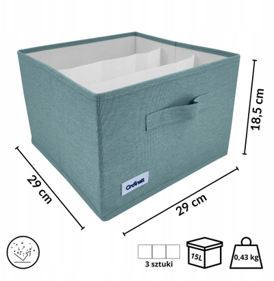 Kuti ruajtëse ORDINETT 126883006 Cube, 29×29×18.5 cm, palosëse, mente