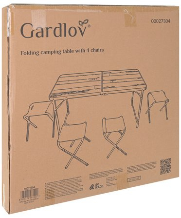 Set kopshti Gardlov, tavolinë palosshme, 4 karrige, i zi