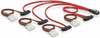 Kabllo Mini SAS Delock 83059, SFF-8087 në 4x SFF-8482, 0.5m, e kuqe