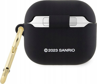 Mbështjellëse silikoni Hello Kitty për AirPods 3rd Gen, me karabiner, e zezë