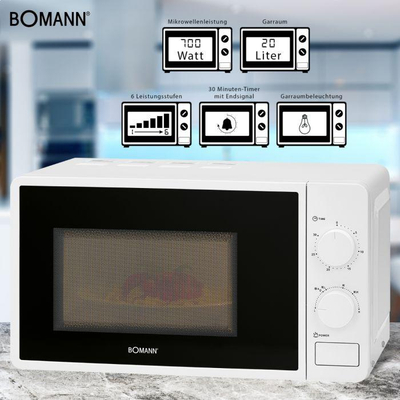 Микробранова рерна Bomann MW 6014 CB, 20L, 700W, бела