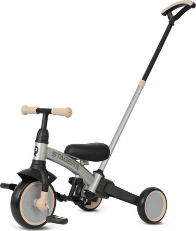 Трицикл 3во1 QPlay Stager, за деца 2-6 години, до 25 kg, сребрена боја