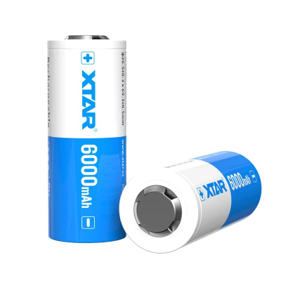 Bateri rikarikues Xtar 26650, 6000mAh, me mbrojtje, blu e bardhë