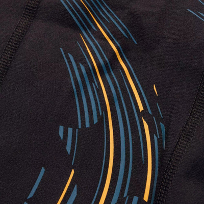 Rroba banje jammer Speedo Tech Panel për burra, që s’i gjen dot klori, të zeza me portokalli
