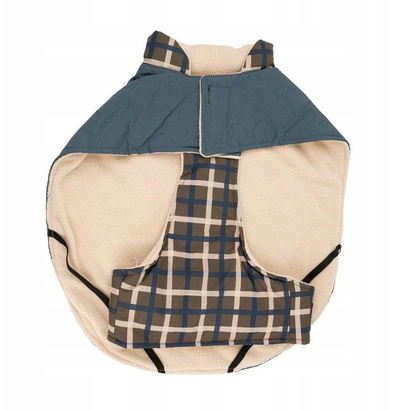 Pallto për qen Barry King, e qep me kuadrate, madhësia L 45 cm, blu e errët