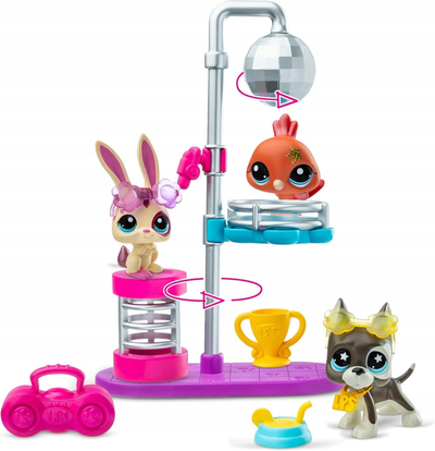 Сет за игра Hasbro Littlest Pet Shop Disco Nights, 3 фигурки, повеќебојни
