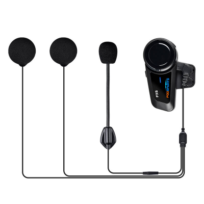 Interkom motoçiklete Fodsports FX6, paketim i dyfishtë, Bluetooth, i zi