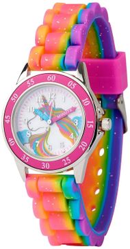Ora për fëmijë Accutime Time Teacher Rainbow Unicorn 910341, analoge, rrip silikoni, shumëngjyrëshe
