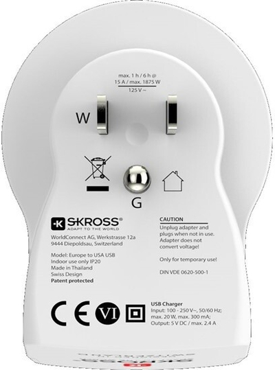 Adapter për udhëtim SKROSS USA 2x USB për përdorim në Amerikë