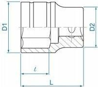 Kokë çelësi Milwaukee Standard Metric Socket 1/2", 33 mm, çelik krom vanadium
