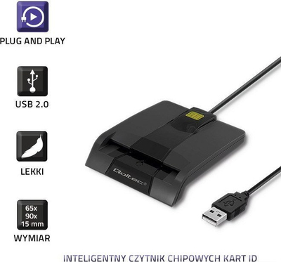 Lexues kartelash Qoltec SCR-0634, USB Type C dhe USB, i zi