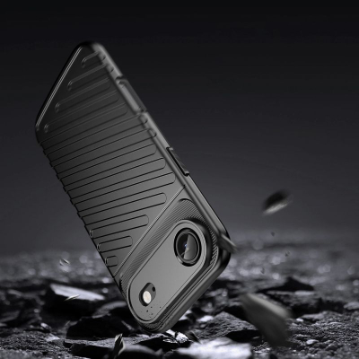 Mbrojtëse telefoni Hurtel Thunder Case për iPhone 17 Air, TPU, që s’e ha kollaj goditja, e zezë