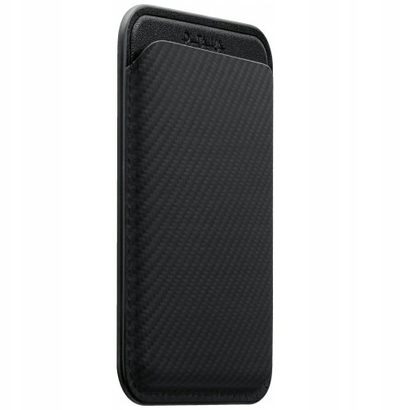 Mbajtëse kartash Pitaka Magnetic Woven Wallet, MagSafe, fibrë karboni, e zezë gri