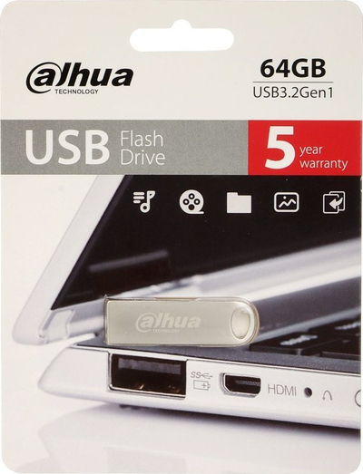 USB flash Dahua U106, 64GB, USB 3.0, ngjyrë argjendi