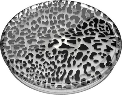 Mbajtëse telefoni PopSockets PlantCore Translucent Black Leopard, me ngjitës, me dizajn leopard, gri me të zezë