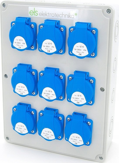 Ndarës rryme muri ELS Elektrotechnika, 9x 230V, IP54, i bardhë