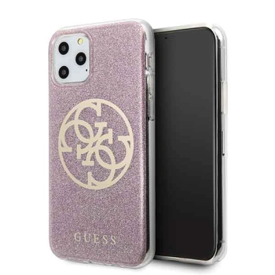 Kuti telefoni Guess Hard Case për iPhone 11 Pro, me xixa, rozë